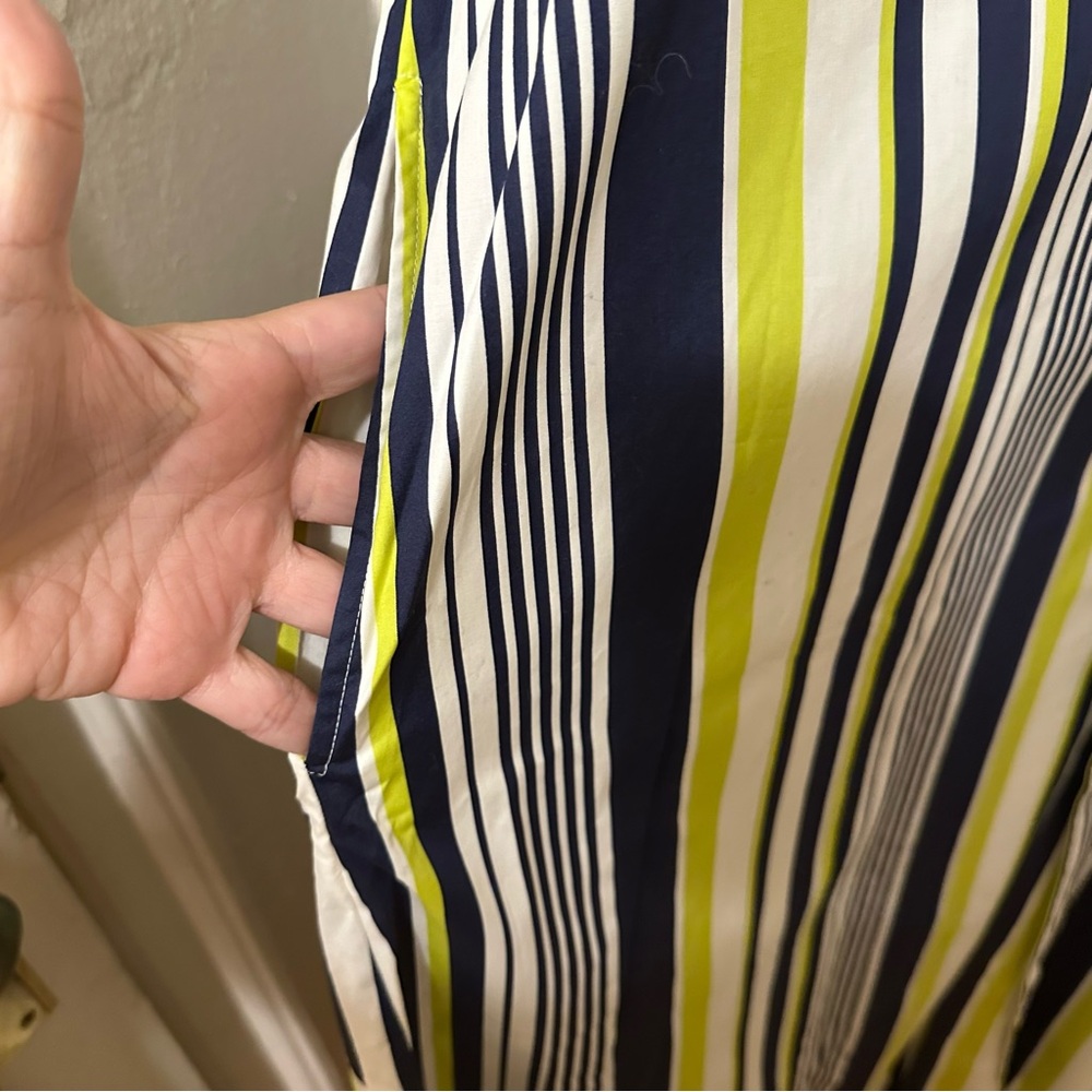 CARLA ROCKMORE Striped Maxi Dress in Navy and Lime w/ Belt - Picture 10 of 10